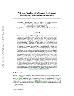 Aligning Teacher with Student Preferences for Tailored Training Data
  Generation