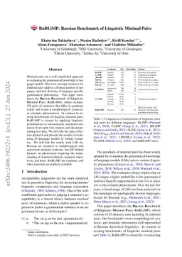 RuBLiMP: Russian Benchmark of Linguistic Minimal Pairs