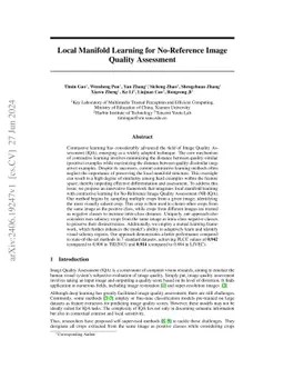 Contrastive Local Manifold Learning for No-Reference Image Quality Assessment
