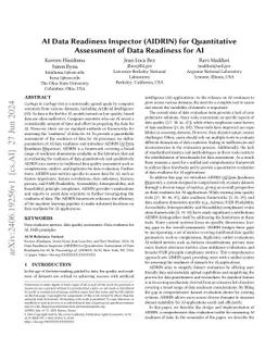 AI Data Readiness Inspector (AIDRIN) for Quantitative Assessment of Data Readiness for AI