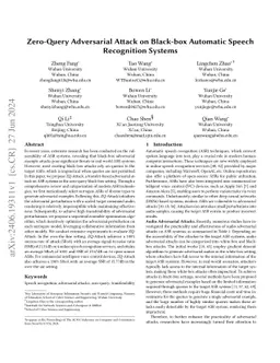 Zero-Query Adversarial Attack on Black-box Automatic Speech Recognition
  Systems