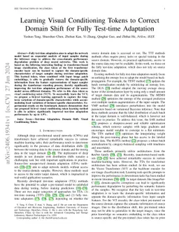 Learning Visual Conditioning Tokens to Correct Domain Shift for Fully
  Test-time Adaptation