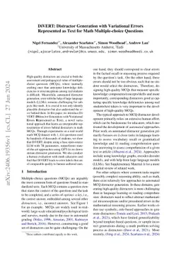DiVERT: Distractor Generation with Variational Errors Represented as
  Text for Math Multiple-choice Questions