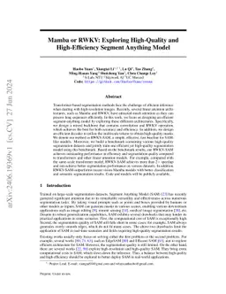 Mamba or RWKV: Exploring High-Quality and High-Efficiency Segment
  Anything Model