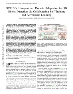 STAL3D: Unsupervised Domain Adaptation for 3D Object Detection via
  Collaborating Self-Training and Adversarial Learning