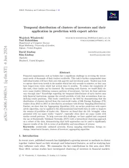 Temporal distribution of clusters of investors and their application in
  prediction with expert advice