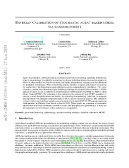 Bayesian calibration of stochastic agent based model via random forest