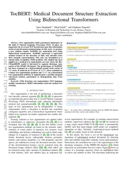 TocBERT: Medical Document Structure Extraction Using Bidirectional
  Transformers