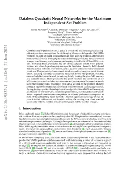 Quadratic Differentiable Optimization For The Maximum Independent Set Problem