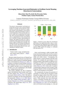 Leveraging Machine-Generated Rationales to Facilitate Social Meaning
  Detection in Conversations