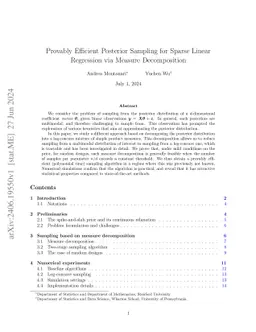 Provably Efficient Posterior Sampling for Sparse Linear Regression via
  Measure Decomposition
