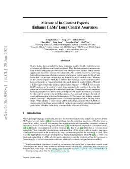 Mixture of In-Context Experts Enhance LLMs' Long Context Awareness