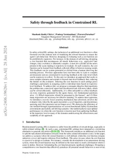 Safety through feedback in Constrained RL