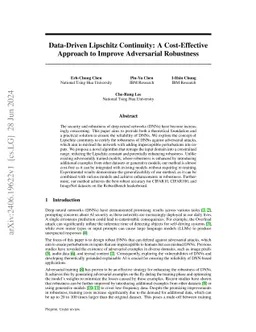 Data-Driven Lipschitz Continuity: A Cost-Effective Approach to Improve Adversarial Robustness
