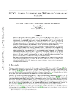 EPOCH: Jointly Estimating the 3D Pose of Cameras and Humans