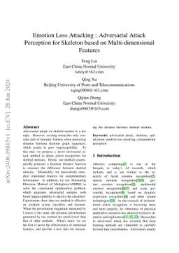 Emotion Loss Attacking: Adversarial Attack Perception for Skeleton based
  on Multi-dimensional Features
