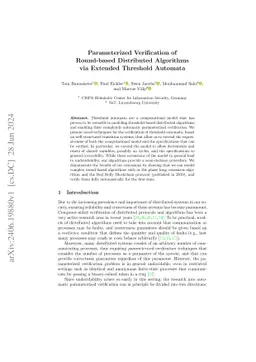 Parameterized Verification of Round-based Distributed Algorithms via
  Extended Threshold Automata