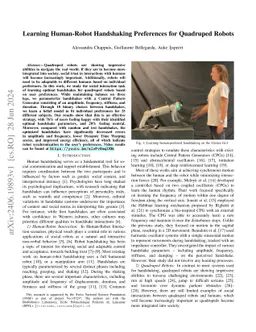 Learning Human-Robot Handshaking Preferences for Quadruped Robots