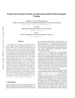 Parallax-tolerant Image Stitching via Segmentation-guided
  Multi-homography Warping