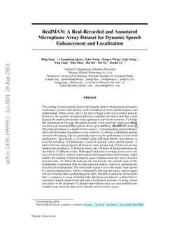 RealMAN: A Real-Recorded and Annotated Microphone Array Dataset for
  Dynamic Speech Enhancement and Localization