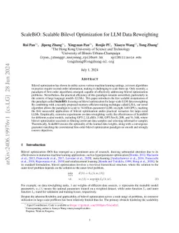 ScaleBiO: Scalable Bilevel Optimization for LLM Data Reweighting