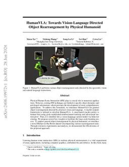 HumanVLA: Towards Vision-Language Directed Object Rearrangement by
  Physical Humanoid