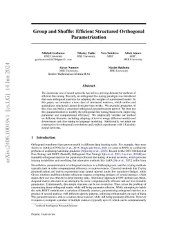 Group and Shuffle: Efficient Structured Orthogonal Parametrization