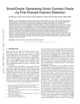 SmartOracle: Generating Smart Contract Oracle via Fine-Grained Invariant
  Detection