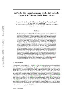 UniAudio 1.5: Large Language Model-driven Audio Codec is A Few-shot
  Audio Task Learner