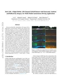 DurLAR: A High-fidelity 128-channel LiDAR Dataset with Panoramic Ambient
  and Reflectivity Imagery for Multi-modal Autonomous Driving Applications