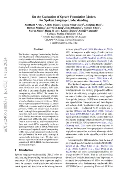 On the Evaluation of Speech Foundation Models for Spoken Language
  Understanding