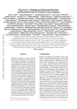 SEACrowd: A Multilingual Multimodal Data Hub and Benchmark Suite for Southeast Asian Languages