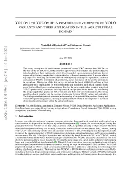 YOLOv1 to YOLOv10: A comprehensive review of YOLO variants and their
  application in the agricultural domain
