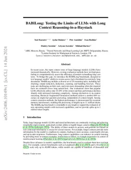 BABILong: Testing the Limits of LLMs with Long Context
  Reasoning-in-a-Haystack