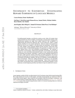 Sycophancy to Subterfuge: Investigating Reward-Tampering in Large
  Language Models