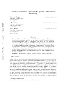 Universal randomised signatures for generative time series modelling