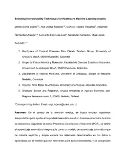 Selecting Interpretability Techniques for Healthcare Machine Learning
  models