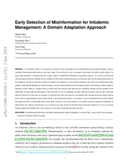 Early Detection of Misinformation for Infodemic Management: A Domain
  Adaptation Approach