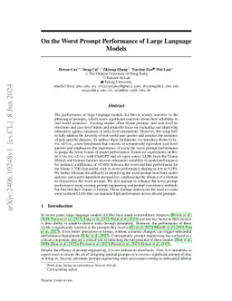 On the Worst Prompt Performance of Large Language Models