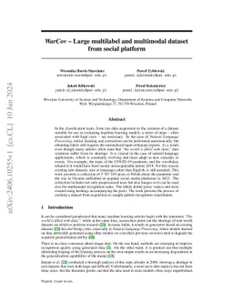 WarCov -- Large multilabel and multimodal dataset from social platform