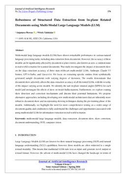 Robustness of Structured Data Extraction from In-plane Rotated Documents
  using Multi-Modal Large Language Models (LLM)
