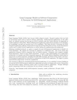 Large Language Models as Software Components: A Taxonomy for
  LLM-Integrated Applications