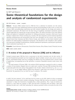 Some theoretical foundations for the design and analysis of randomized
  experiments