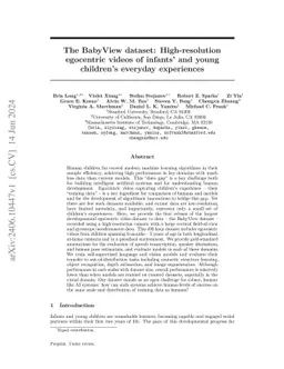 The BabyView dataset: High-resolution egocentric videos of infants' and young children's everyday experiences