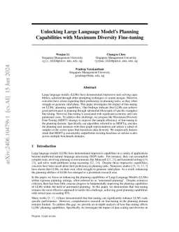 Unlocking Large Language Model's Planning Capabilities with Maximum Diversity Fine-tuning