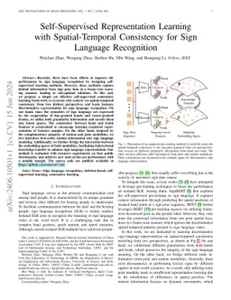 Self-Supervised Representation Learning with Spatial-Temporal
  Consistency for Sign Language Recognition