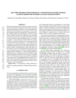 Self Pre-training with Topology- and Spatiality-aware Masked Autoencoders for 3D Medical Image Segmentation