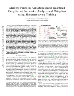 Memory Faults in Activation-sparse Quantized Deep Neural Networks:
  Analysis and Mitigation using Sharpness-aware Training