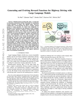 Generating and Evolving Reward Functions for Highway Driving with Large
  Language Models