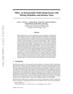 MDA: An Interpretable Multi-Modal Fusion with Missing Modalities and
  Intrinsic Noise
